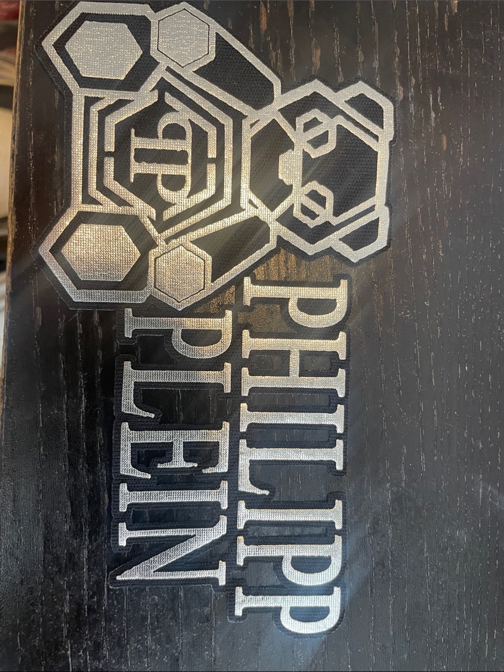 Philipp Plein Black and Silver Logo Accent Plaque